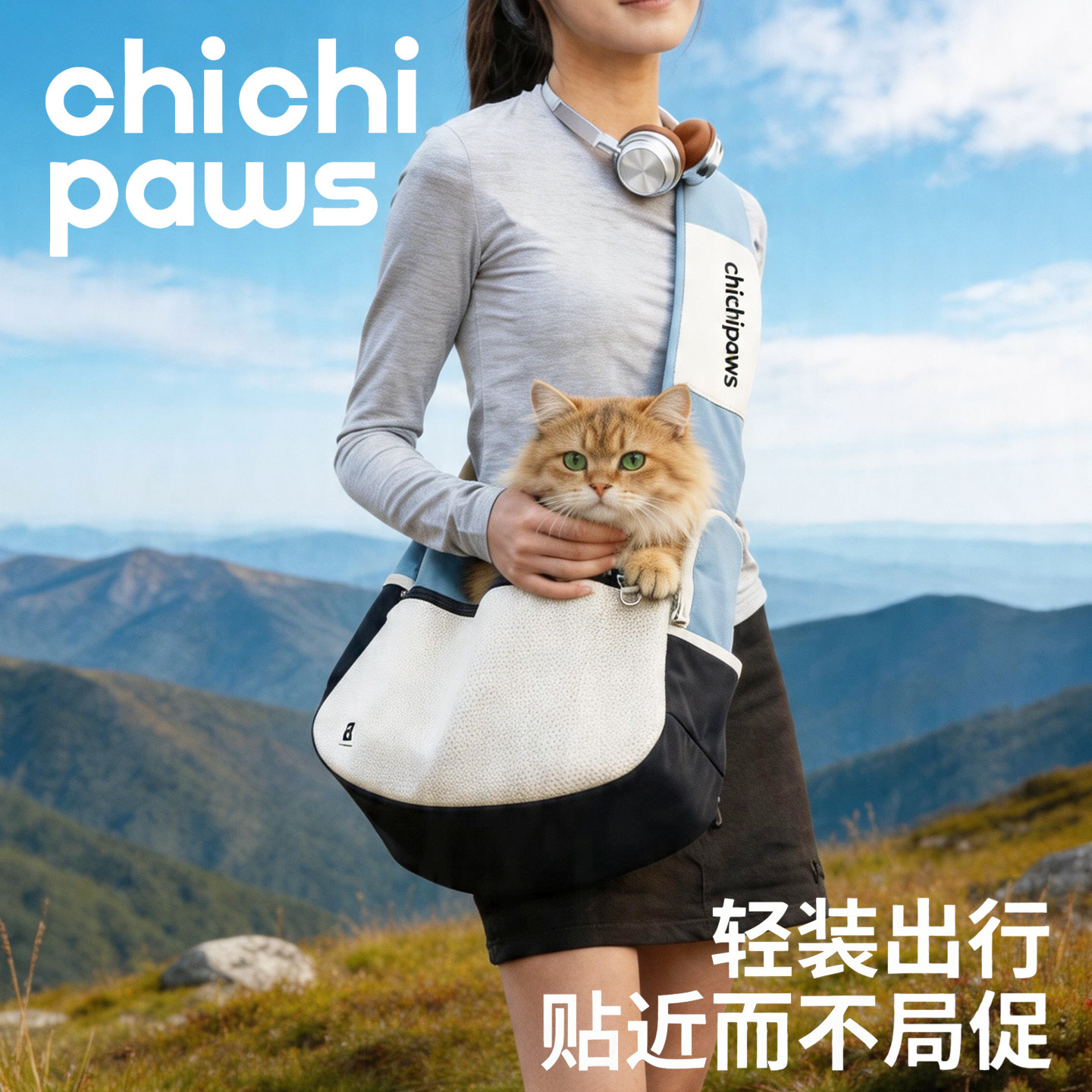 chichipaws宠物猫包斜挎单肩狗狗外出包大容量便携小型犬透气舒适