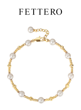 FETTERO金色3比1批花球珍珠手链