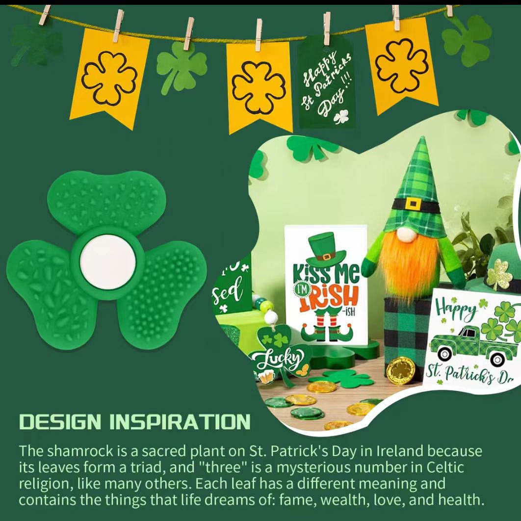 【出口品质—三叶草ADHD感官石】防分心缓解焦虑无异味食品级硅胶