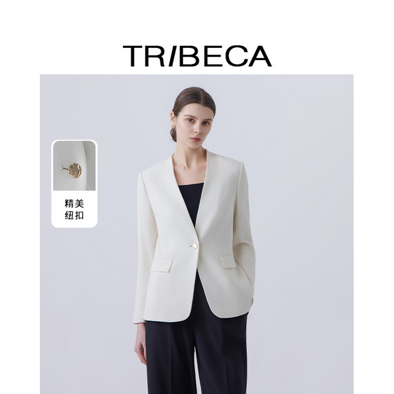 翠贝卡V领长袖西服外套