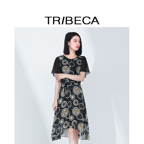 TRIBECA翠贝卡短袖雪纺连衣裙