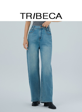 TRIBECA翠贝卡2025秋新款商场同款秋新款高腰牛仔裤长裤女