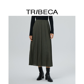 百褶高腰气质a字中长款 TRIBECA翠贝卡2025秋新款 商场同款 半身裙女