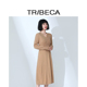 TRIBECA翠贝卡商场同款 秋女收腰V领显瘦针织连衣裙