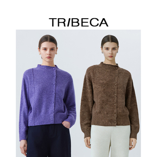 TRIBECA翠贝卡2025年秋冬新款商场同款长袖休闲纯色针织衫