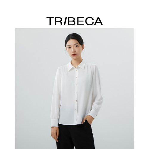 翠贝卡纯色长袖衬衫女