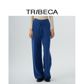 TRIBECA翠贝卡秋新款 女针织长裤 商场同款 复古高腰阔腿裤
