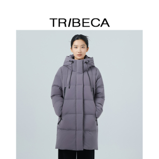 灰紫连帽纯色中长款 商场同款 羽绒服 新款 TRIBECA翠贝卡2024冬季