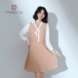 TRIBECA翠贝卡春秋商场同款复古女士修身气质连衣裙