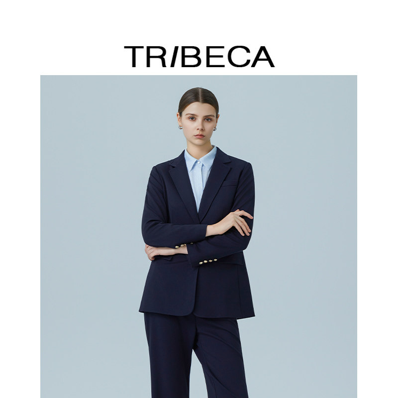 TRIBECA翠贝卡2025秋新款商场同款通勤职业藏兰女百搭气质西服