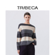 TRIBECA翠贝卡2025秋新款 女 条纹设计简约拼色针织衫 商场同款 韩版