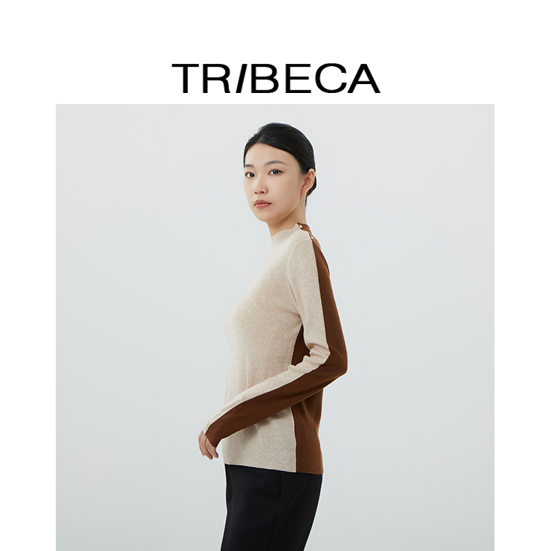 翠贝卡套头半高领打底针织衫