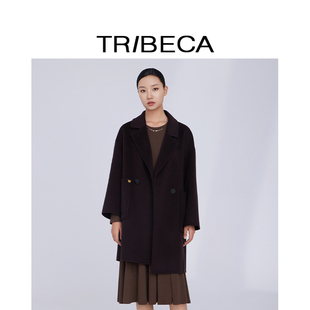 新款 TRIBECA翠贝卡2024秋冬商场同款 绵羊毛复古显瘦呢大衣外套