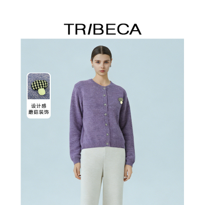 翠贝卡小蘑菇圆领针织开衫