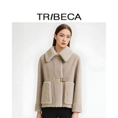 TRIBECA翠贝卡冬季 外套 羊毛加厚休闲皮草颗粒绒短款 新款 商场同款