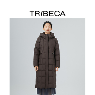 TRIBECA翠贝卡2025冬新款商场同款多色长袖百搭连帽鸭绒羽绒服女