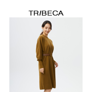 TRIBECA翠贝卡商场同款秋季休闲收腰显瘦针织连衣裙