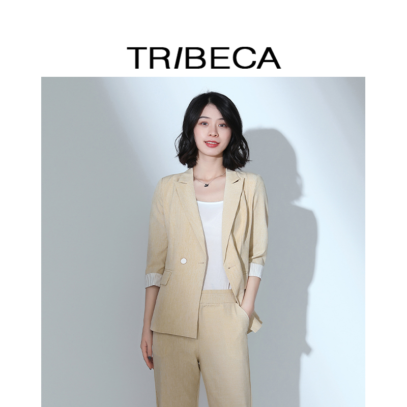 TRIBECA翠贝卡春秋商场同款韩版女气质七分袖小西装