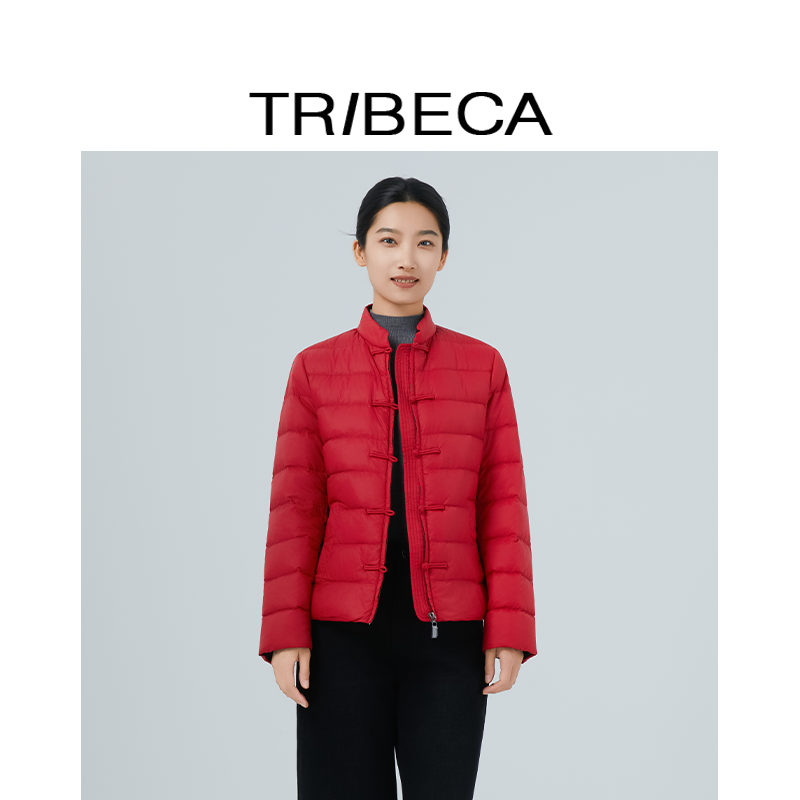 翠贝卡气质短款红色羽绒服