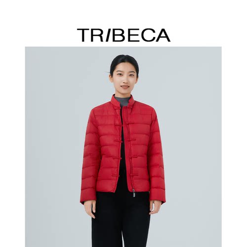 翠贝卡气质短款红色羽绒服