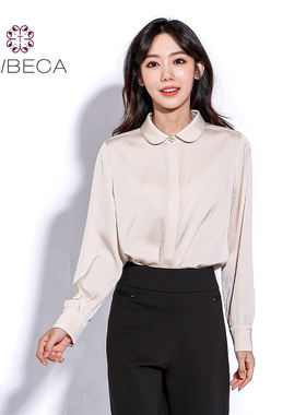 TRIBECA翠贝卡商场同款秋简约百搭娃娃领长袖衬衫