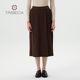 TRIBECA翠贝卡商场同款 中长半身裙 百褶纯色女修身 秋季 新款