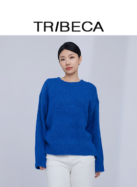 TRIBECA翠贝卡2025年春季新款圆领纯色宽松休闲套头针织衫S22Z829