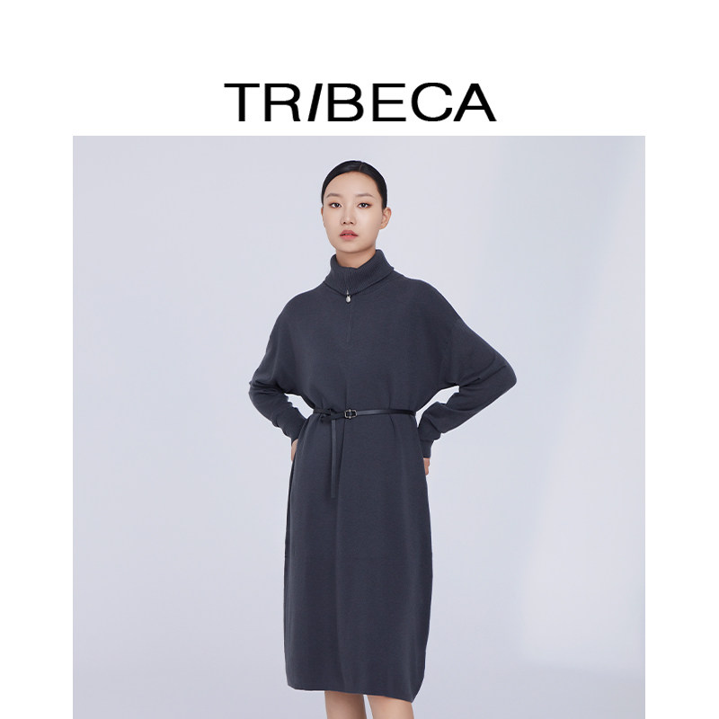 TRIBECA翠贝卡2024秋冬商场同款复古设计感收腰修身女通勤连衣裙,女装/女士精品,连衣裙,淘宝优惠券,粉丝福利购,淘宝优惠卷