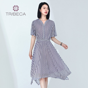 女雪纺短袖 不规则连衣裙 商场同款 TRIBECA翠贝卡夏季