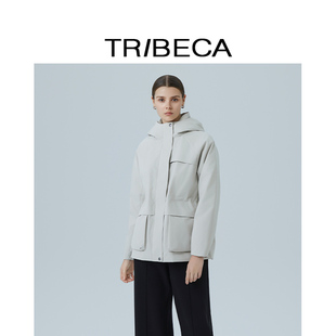 TRIBECA/翠贝卡2025冬季新款鹅绒加厚连帽羽绒服休闲派克服外套