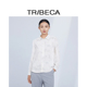 翠贝卡2024秋新款 商场同款 白色通勤职场印花长袖 TRIBECA 翻领衬衫