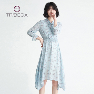 TRIBECA/翠贝卡商场同款时尚女士收腰雪纺碎花连衣裙
