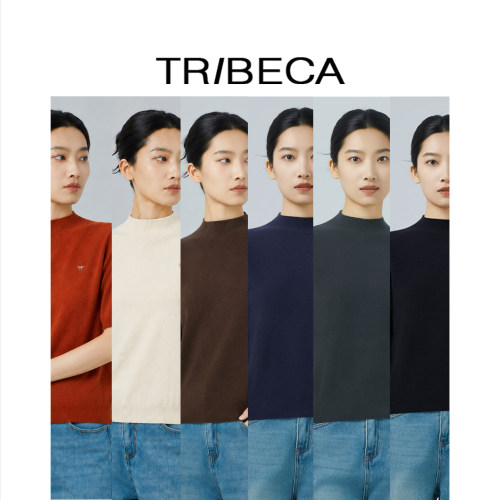 翠贝卡女气质显瘦圆领短袖针织衫