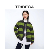 商场同款 慵懒风经典 条纹长袖 TRIBECA翠贝卡2024秋冬新款 针织开衫