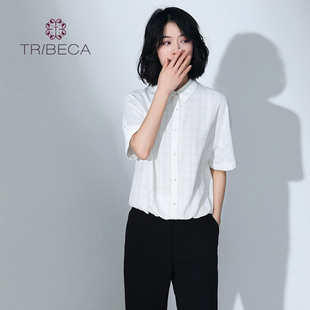 TRIBECA翠贝卡夏季 商场同款 POLO领气质直筒短袖 衬衫