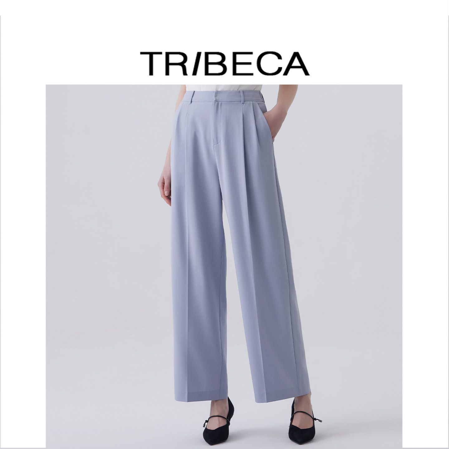 TRIBECA翠贝卡2026春新款商场同款高腰女垂感直筒西装裤通勤K101