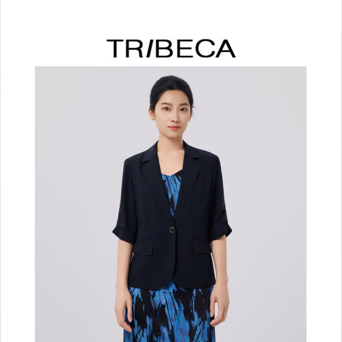 翠贝卡夏新款五分袖西装外套女