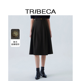 半身裙 气质通勤高腰百褶中长款 TRIBECA翠贝卡2026春新款 商场同款