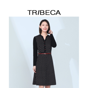 TRIBECA翠贝卡春秋商场同款印花修身气质显瘦连衣裙
