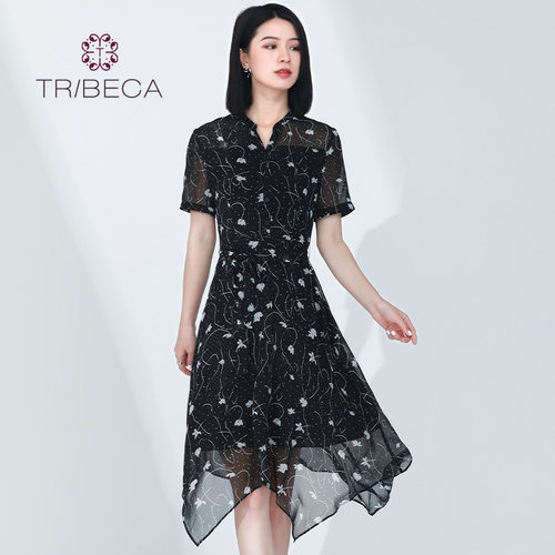 TRIBECA翠贝卡不规则雪纺连衣裙