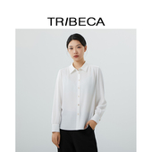 TRIBECA翠贝卡秋新款 压褶衬衫 通勤翻领商场同款 长袖