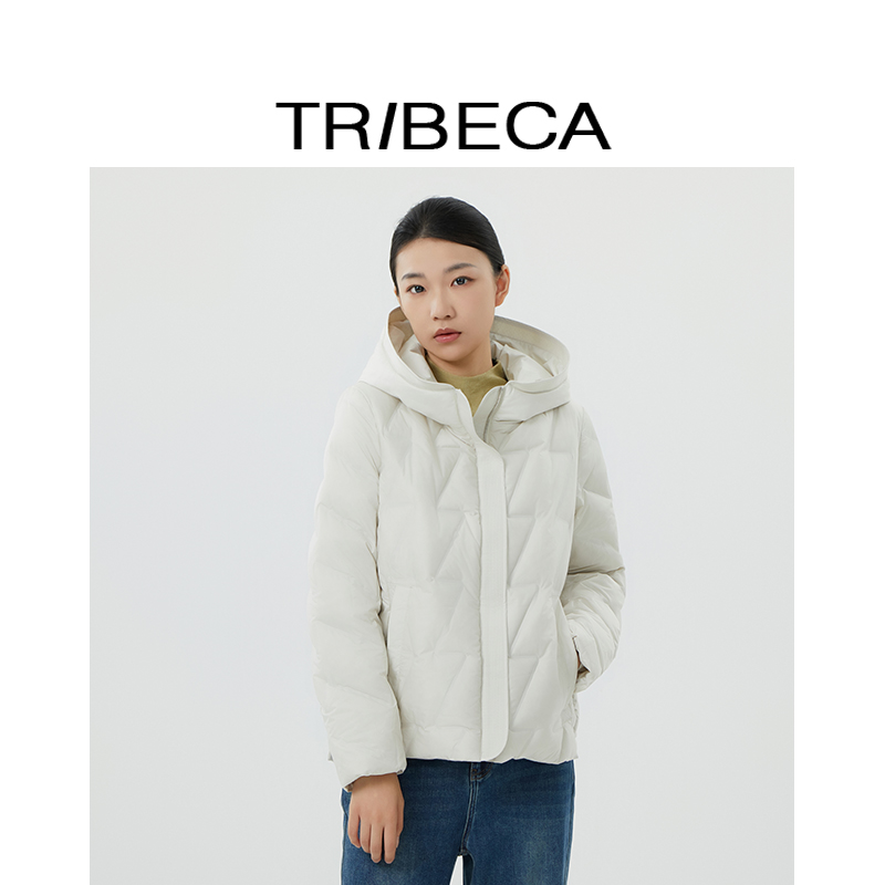 翠贝卡百搭长袖连帽羽绒服