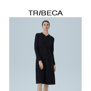 TRIBECA翠贝卡2025秋新款商场同款高腰a字针织连衣裙设计感连衣裙