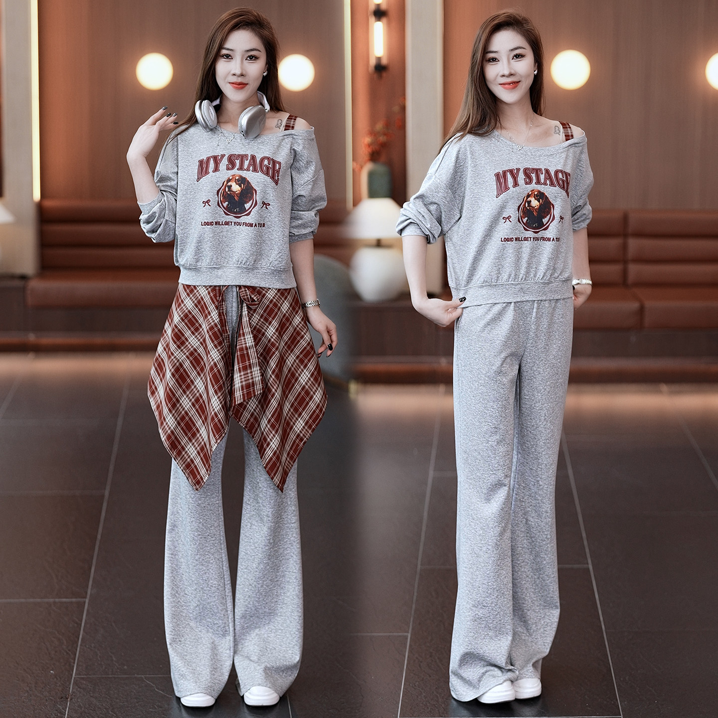 秋季新款时尚休闲套装女三件套