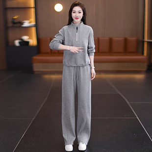 2026春季休闲风加绒卫衣两件套女冬季加厚保暖宽松慵懒套装高级感