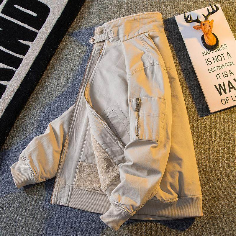 美式潮流时尚工装飞行员夹克外套男秋冬新款加绒加厚棉衣休闲棉服