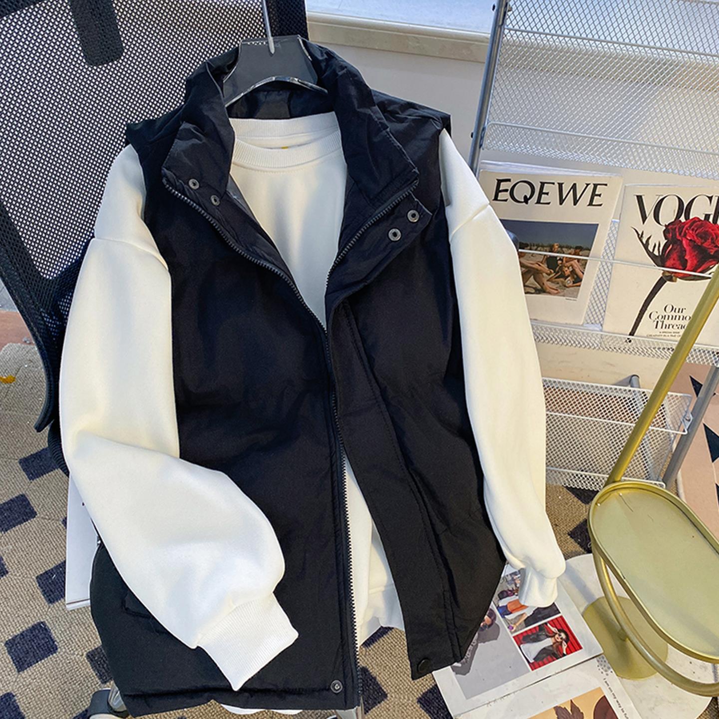 潮牌百搭轻奢保暖羽绒马甲男士冬季新款立领无帽坎肩休闲无袖棉衣