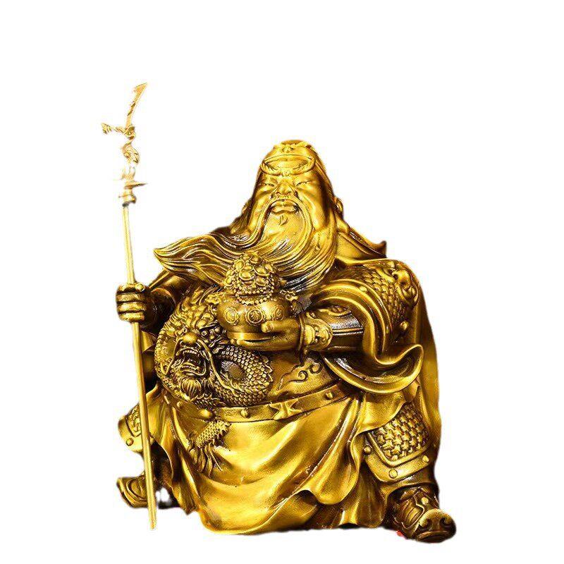 铜卡通关公黄铜摆件金钱聚盆关公开业客厅关二爷财神工艺品关羽