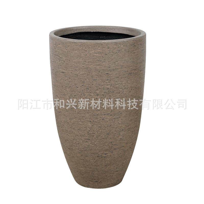 厂家户外咖啡色花瓶室内落地绿植盆栽大口径大号玻璃钢花盆摆件