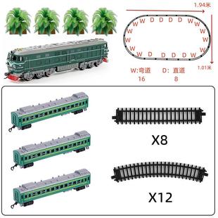 儿电动皮东风4内燃机火车轨道发光车厢玩具高铁童火绿车套31542装